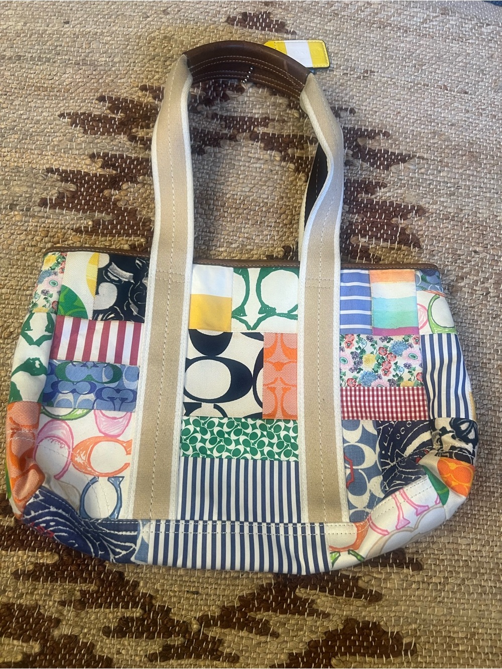 Vintage Coach Hamptons Patchwork Weekend Tote Bag Y2K Multicolor - Picture 2 of 8